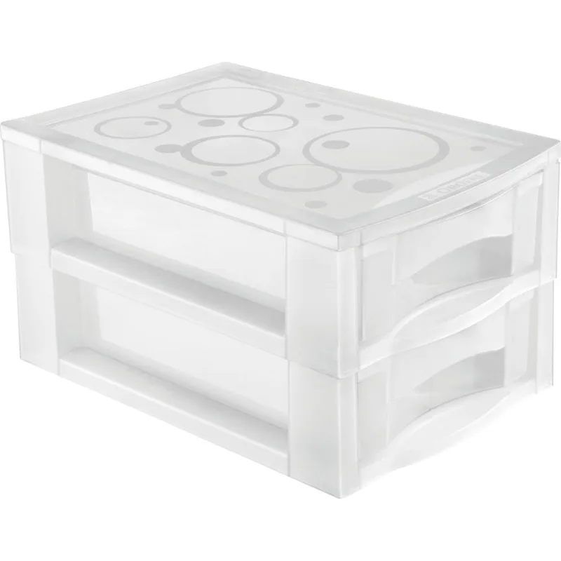 Gaveteiro de Plástico Mesa 2 Gavetas Cristal Ordene