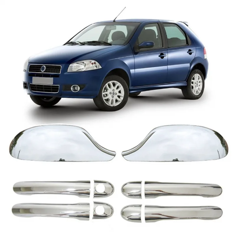 Kit Aplique Cromado Maçaneta Retrovisor Fiat Pálio Siena 2004 À 2010