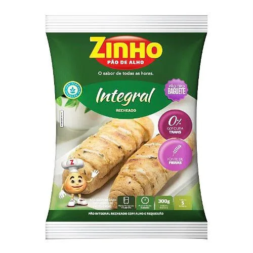 Pão De Alho Integral Recheio Requeijão Zinho Pacote 300g - INTEGRAL