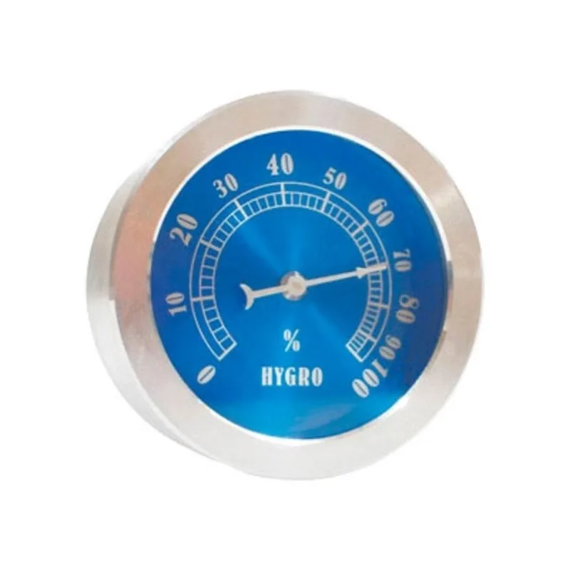 Termo Higrometro Analogico Bimetalico Em Inox Fundo Azul Incoterm