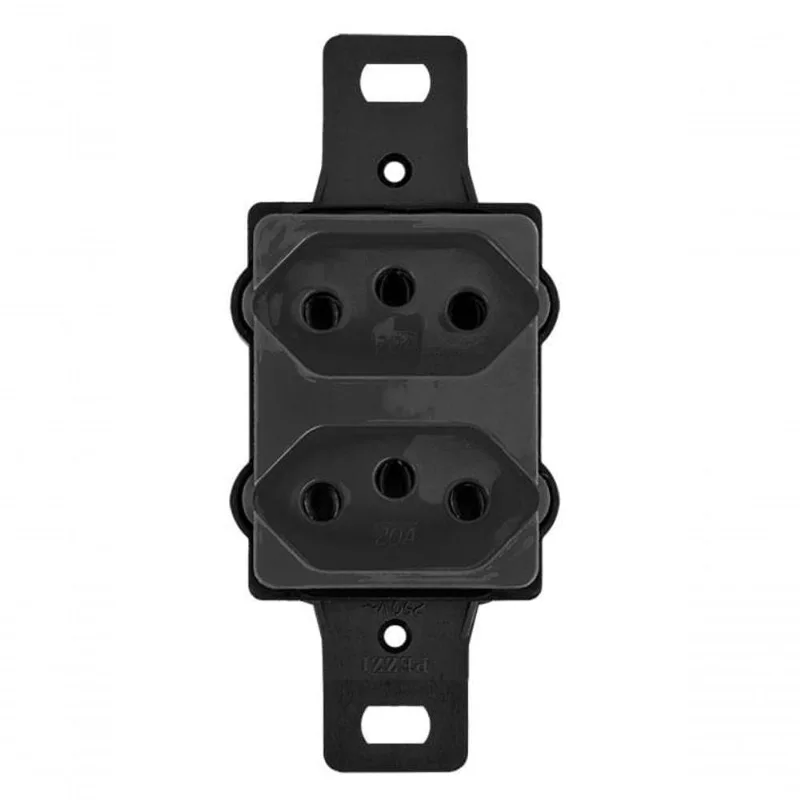 Conjunto Embutir para Condulete 10019-2 com 2 Tomadas 2P+T NBR14136 Preto Pezzi 3MOD