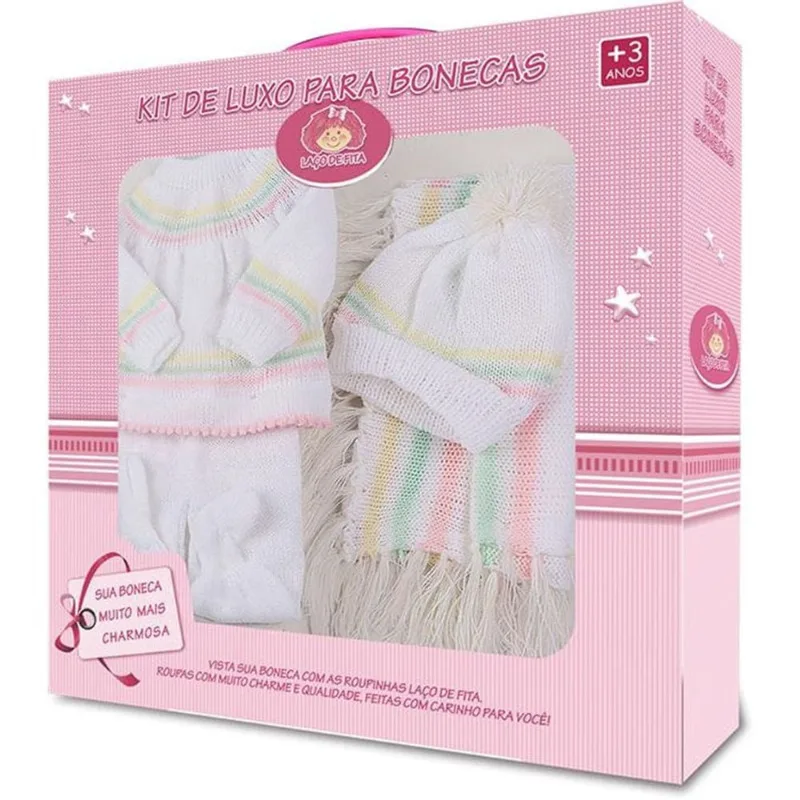 Kit de Luxo de Lã para Bonecas T M 36 a 46cm - Laço de Fita