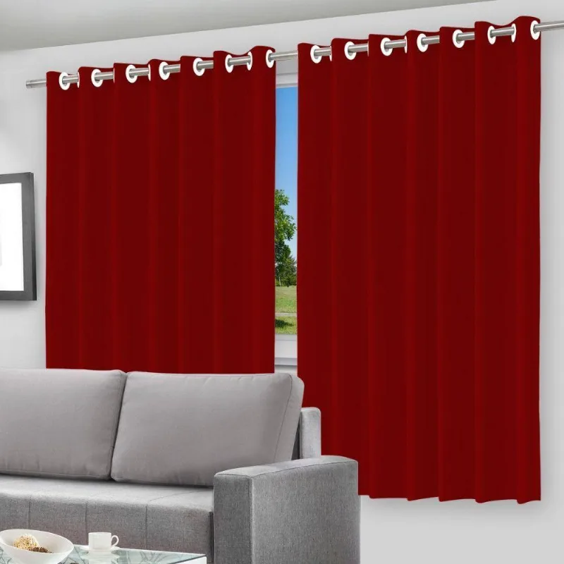 Cortina Blackout Com Forro 2 Em 1 Vermelho + Ilhos 280x260cm