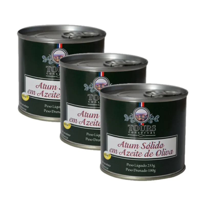 Kit 3X: Atum Sólido em Azeite de Oliva Tours 255g