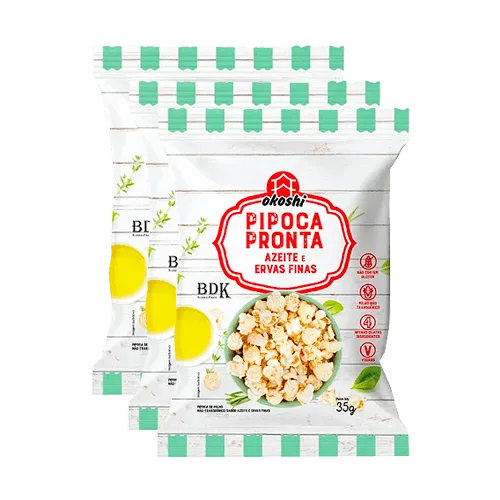 Kit 3x: Pipoca De Milho Com Ervas Finas Okoshi 35g - Okoshi - Mercearia