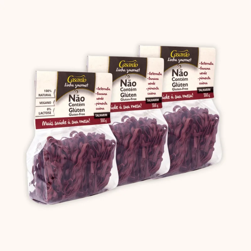 Kit 3x: Talharim Beterraba Gourmet Sem Glúten Casarão 300g - Não Informado - Mercearia