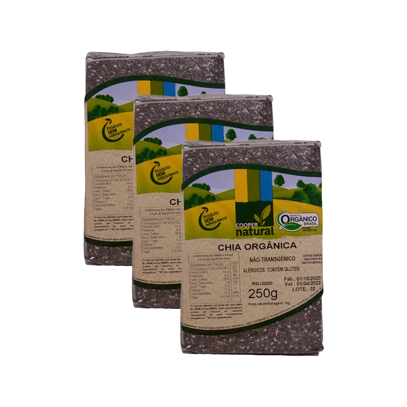 Kit 3x: Chia Orgânica Orgânico Coopernatural 250g - Não Informado - Mercearia