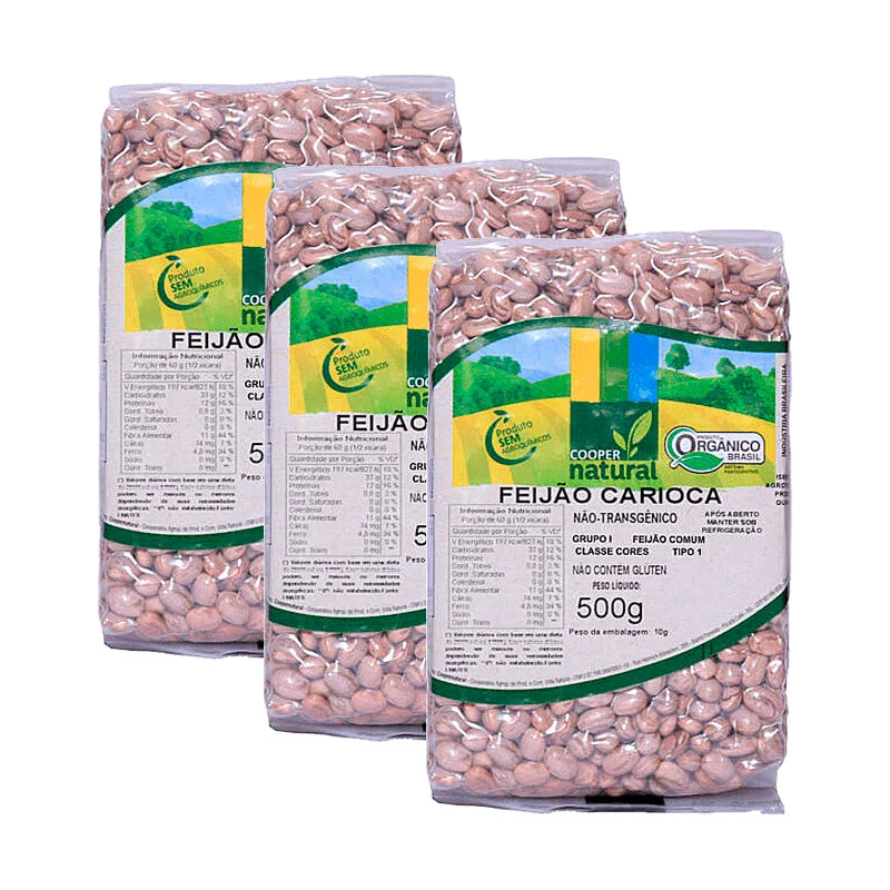 Kit 3x: Feijão Carioca Orgânico Coopernatural 500g - Não Informado - Mercearia