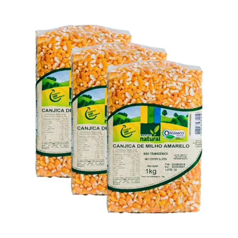 Kit 3X: Canjica de Milho Amarelo Orgânico Coopernatural 1kg