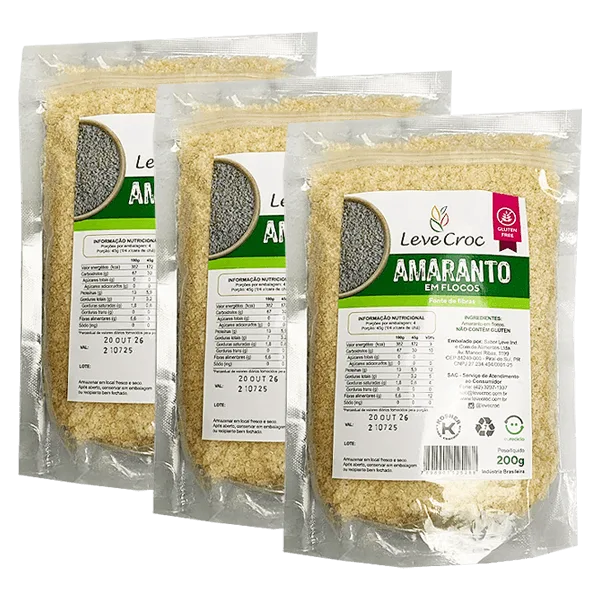 Kit 3x: Amaranto Em Flocos Sem Glúten Leve Crock 200g - Não Informado - Mercearia