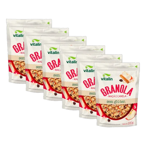 Kit 6x: Granola Maçã E Canela Sem Glúten Vitalin 200g - Vitalin - Mercearia