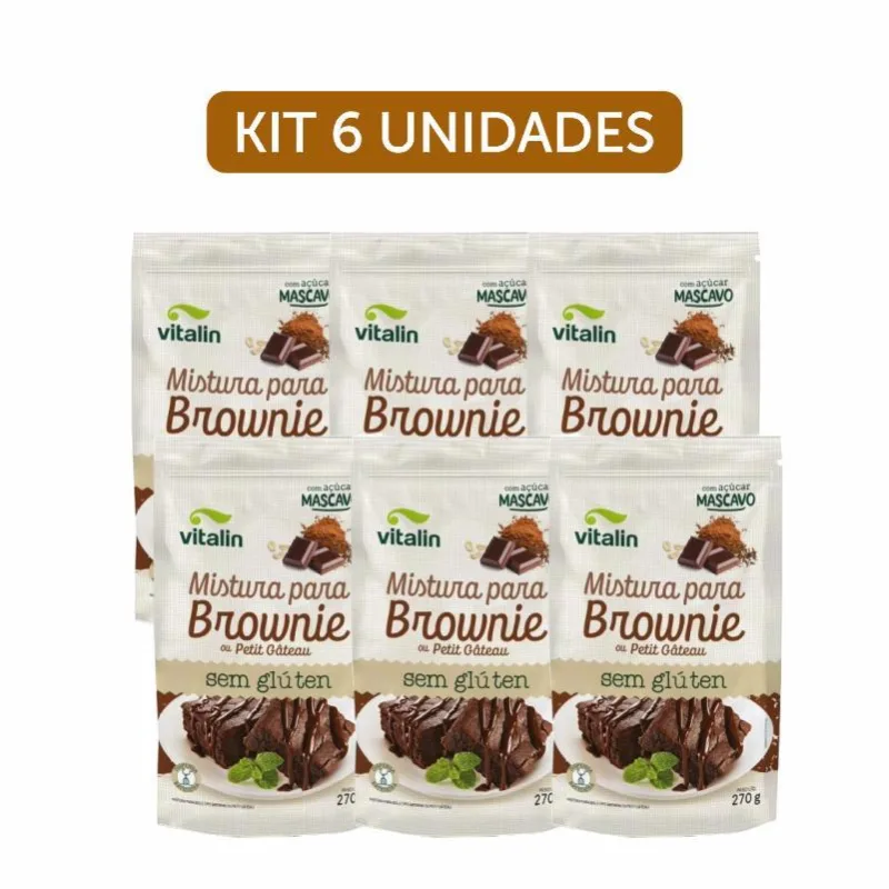 Kit 6x: Mistura Para Brownie Sem Glúten Vitalin 270g - Não Informado - Mercearia