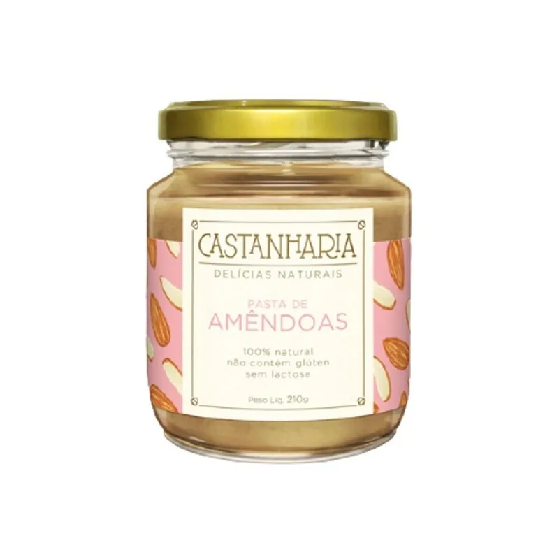 Kit 3X: Pasta de Amêndoas Sem Açúcar Vegana Castanharia 210g