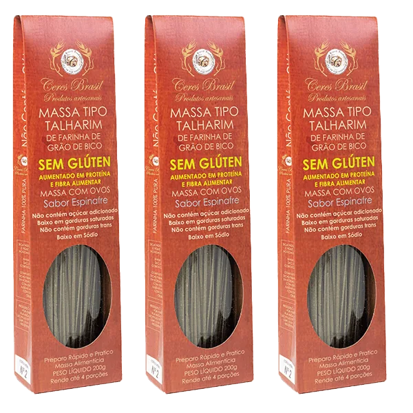 Kit 3x: Talharim Grão Bico/espinafre Sem Glúten Ceres 200g - Ceres Brasil