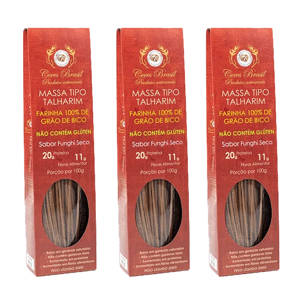 Kit 3x: Talharim Grão De Bico/funghi Sem Glúten Ceres 200g - Ceres Brasil