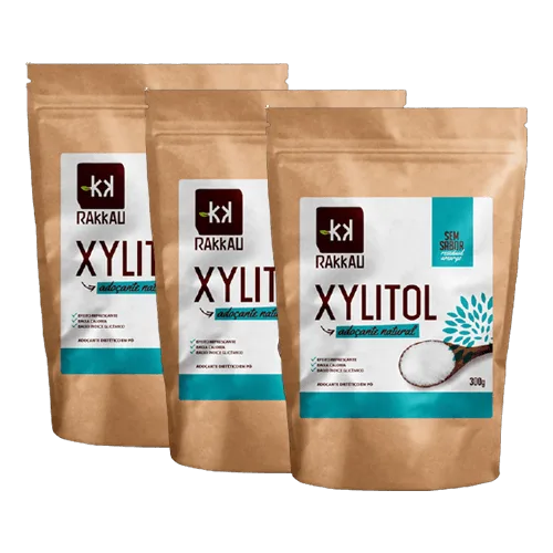 Kit 3x: Xylitol Adoçante Natural Rakkau 300g - Rakkau - Mercearia