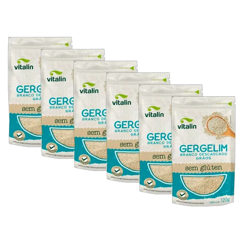 Kit 6x: Gergelim Branco Descascado Sem Glúten Vitalin 120g - Não Informado - Mercearia