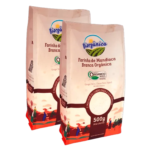 Kit 2x: Farinha De Mandioca Branca Orgânica Biorgânica 500g - Organic - Mercearia