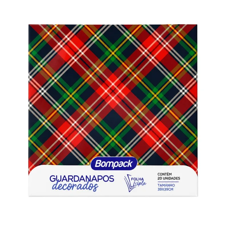Guardanapo Xadrez Bompack 33x33cm 20unidades - BOMPACK