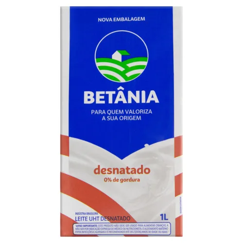 LEITE UHT DESNATADO BETÂNIA CAIXA 1L - BETÂNIA