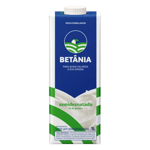 LEITE UHT SEMIDESNATADO BETÂNIA CAIXA COM TAMPA 1L - BETÂNIA