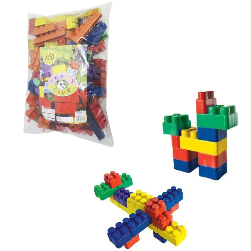 Blocos de montar bloc colors com 100 pecas