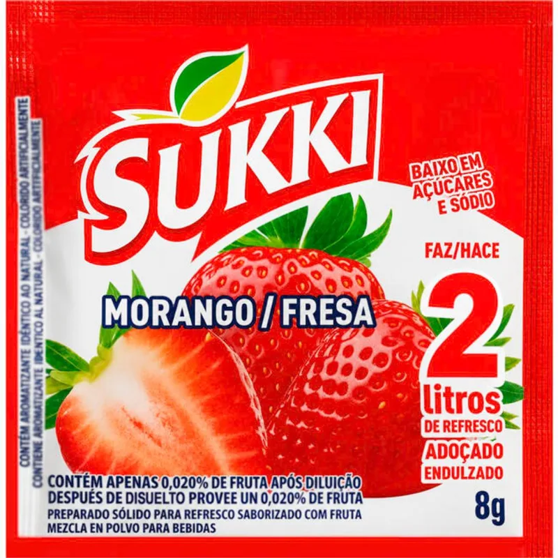 Refresco em Pó Sukki Morango 8g