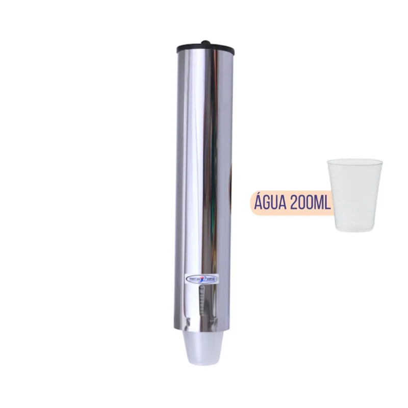 Porta Copo Descartável 200ml Suporte Aço Inox Dispenser Água