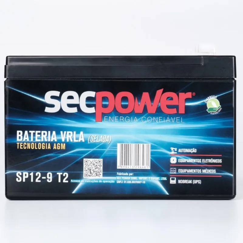 Bateria Selada Vrla Agm 12v 9ah Sp12-9 t2 Secpower