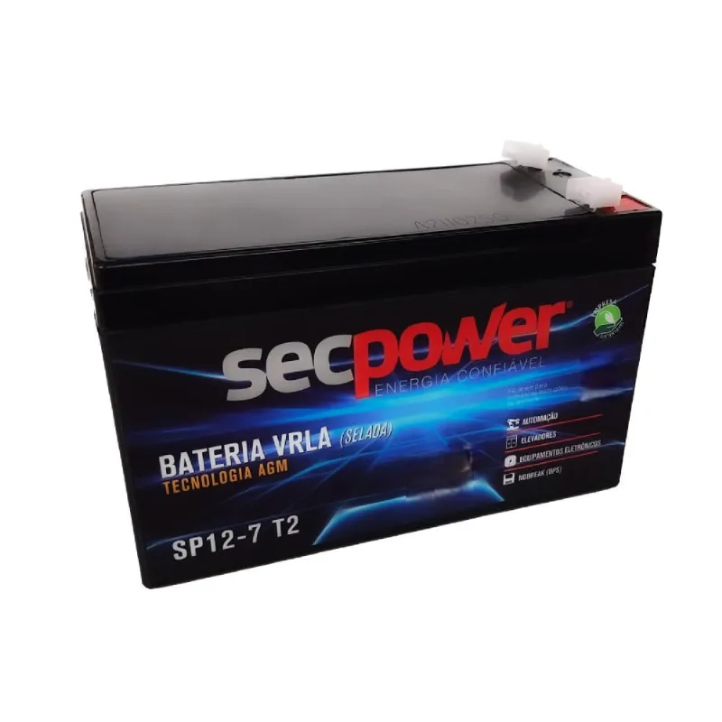 BATERIA SELADA VRLA AGM 12V 7AH SP12-7 T2 SECPOWER