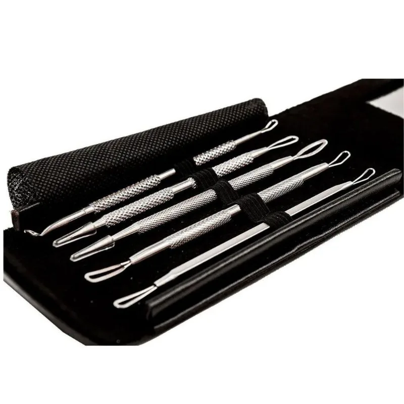 Kit Estojo De Cureta Com 5 Peças Para Limpeza De Pele
