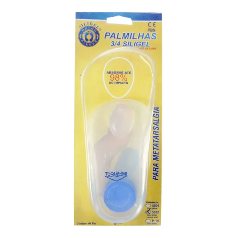 Palmilha Siligel 3/4 Com Piloto E Ponto Azul 5002 Ortho Pauher 43/44