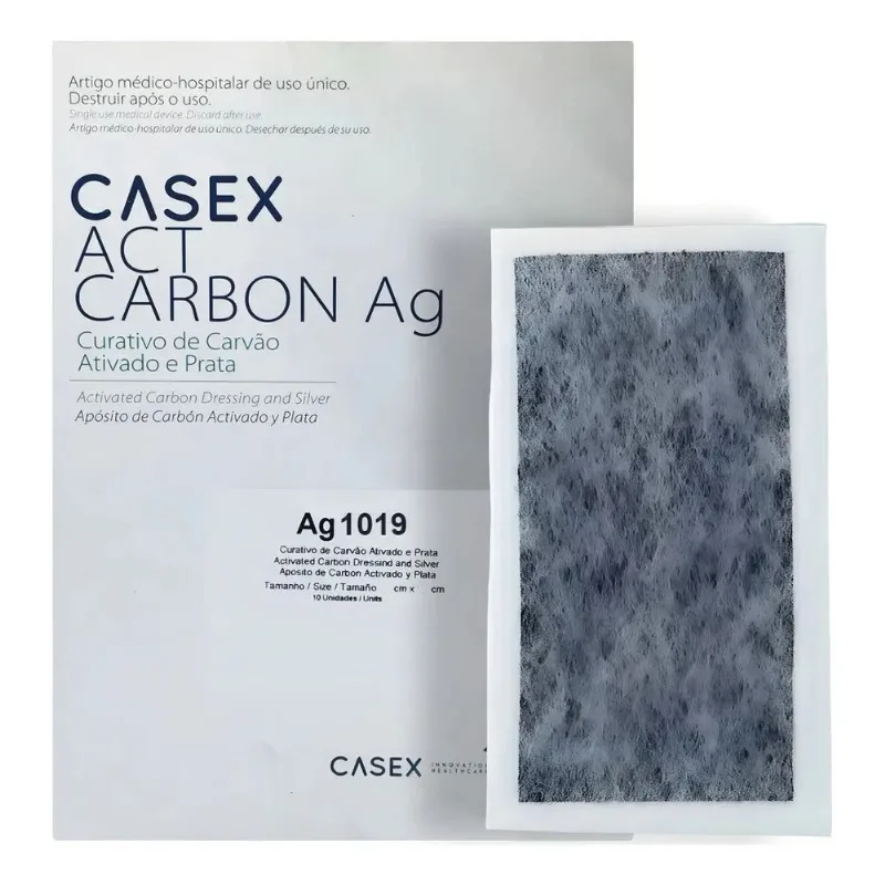 Curativo Act Carbon AG Carvão Ativado com Prata 10,5x19cm c/ 10 Unidades