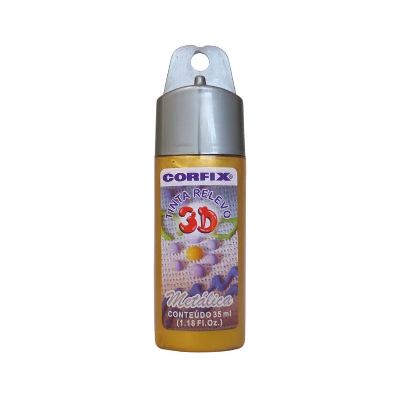 Tinta Relevo 3D Metalica Corfix 402 Ouro Velho 35ml