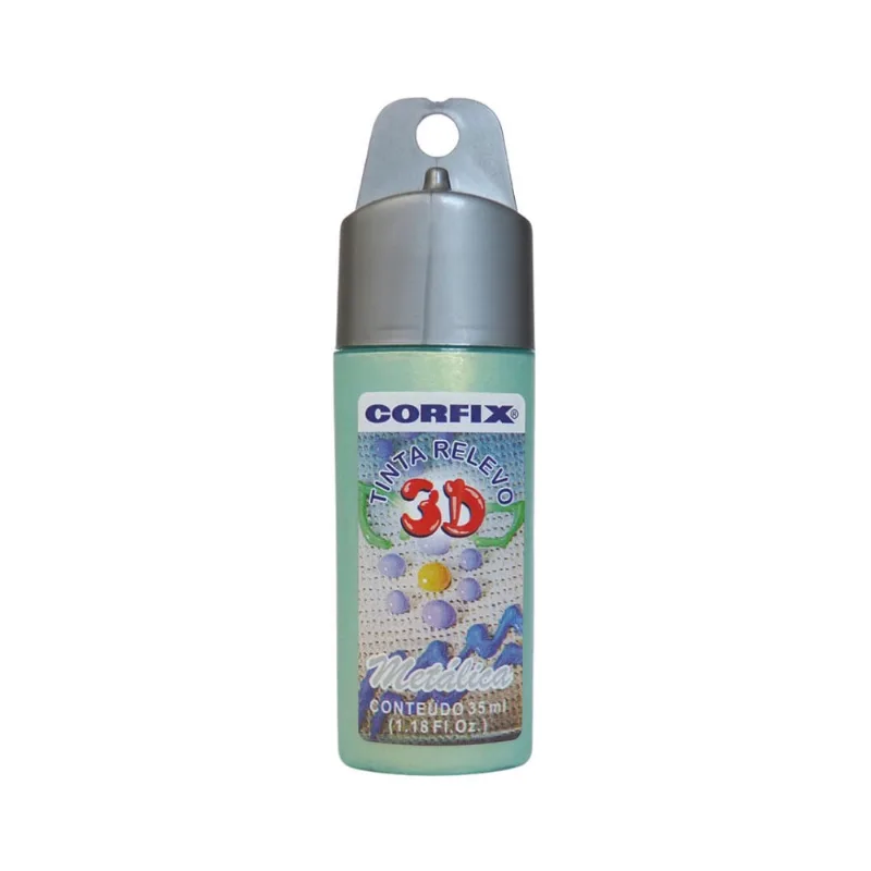 Tinta Relevo 3D Metalica Corfix 404 Verde Glacial 35ml