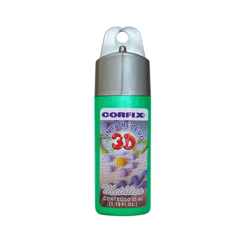Tinta Relevo 3D Metalica Corfix 334 Verde Folha 35ml