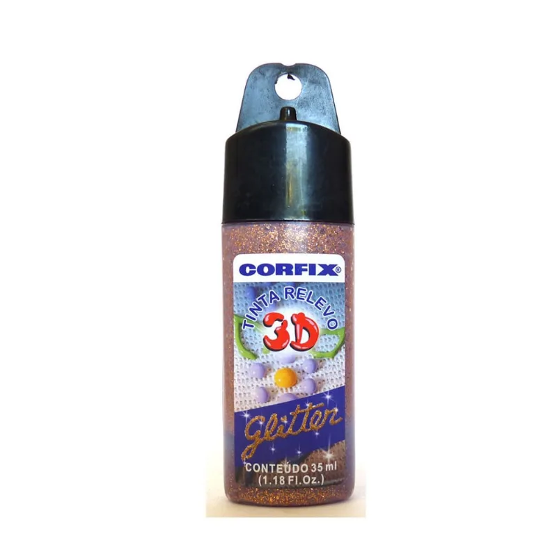 Tinta Relevo 3D Glitter Corfix 503 Cobre 35ml