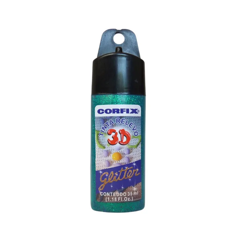 Tinta Relevo 3D Glitter Corfix 507 Verde Esmeralda 35ml