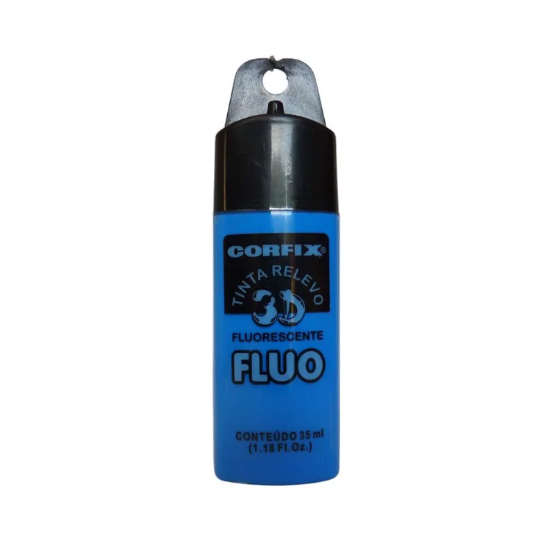 Tinta Relevo 3D Fluorescente Corfix 1023 Azul 35ml