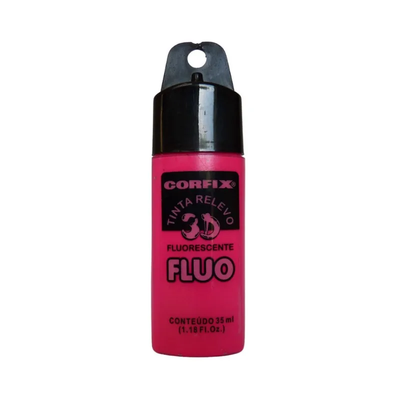 Tinta Relevo 3D Fluorescente Corfix 1015 Magenta 35ml