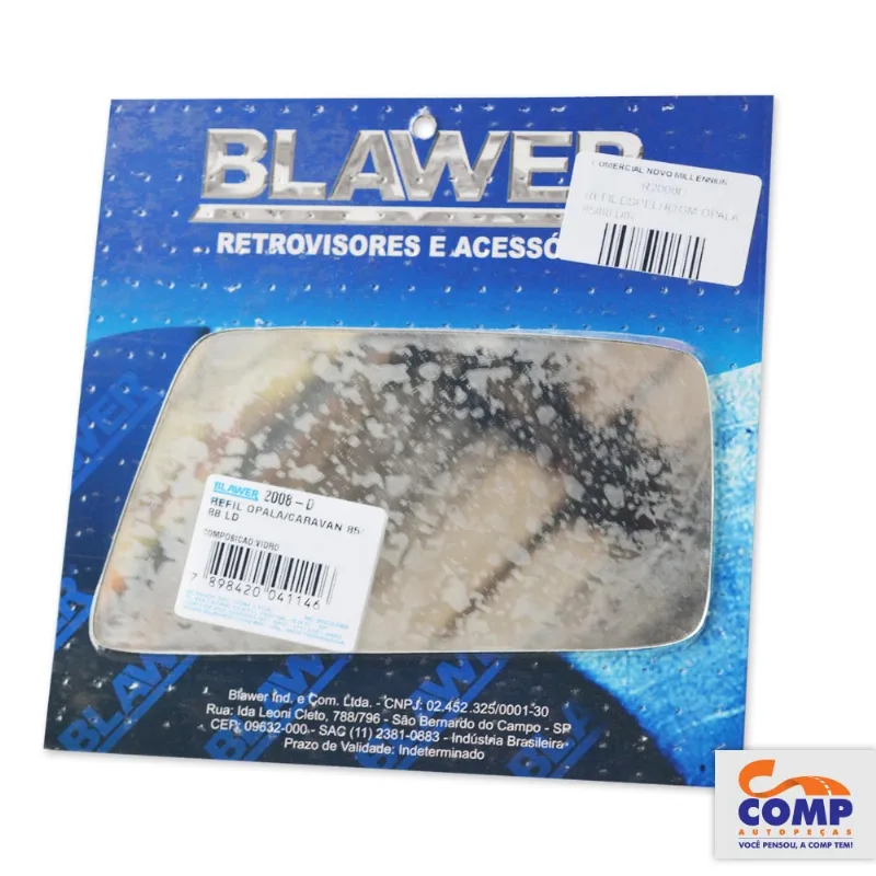 Lente Espelho de Retrovisor Direito Opala Caravan 1985 até 1988 Blawer 2008 - D Lado Passageiro