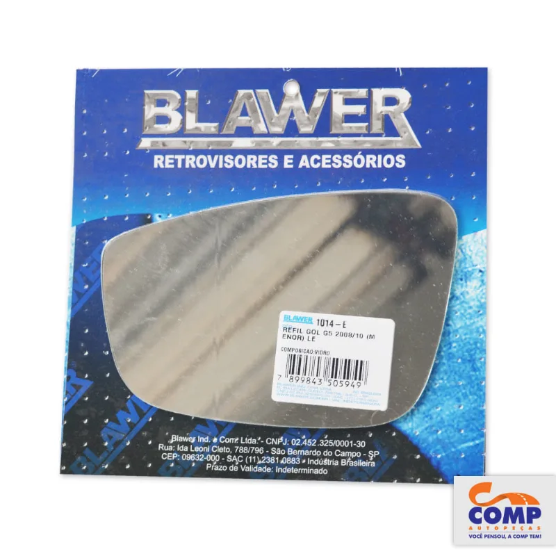 Lente Espelho de Retrovisor Esquerdo Gol GV 2008 em diante Blawer 1014 - E Lado Motorista