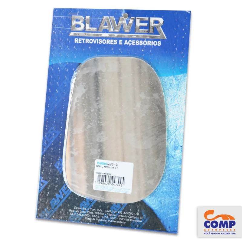 Lente de Espelho Retrovisor Direito New Fit 2003 em diante 5009 - D Blawer Lado Passageiro - Blawer