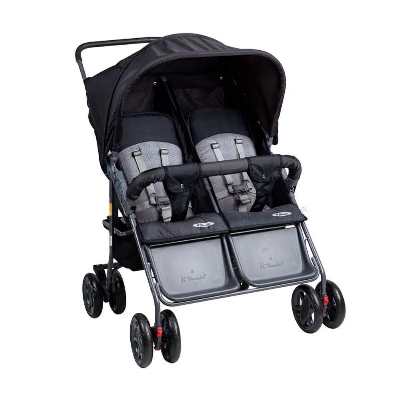 Carrinho De Bebê Gêmeos Reclinável 5 Posições Preto - Hércules