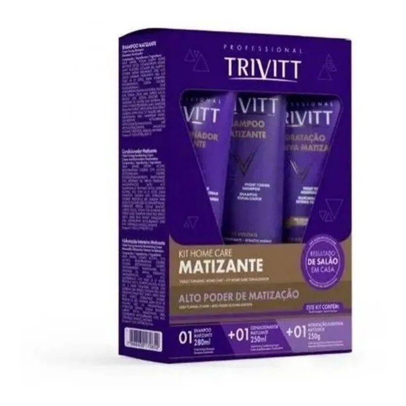Itallian Trivittt Kit Matizador Shampoo 280 ml Condicionador 250 ml e Hidratação Intensiva 250 gr