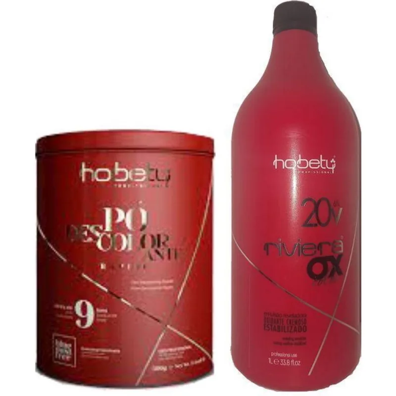 Kit Hobety Descolorante 500 Gr Com Oxidante 20 Volumes 1L