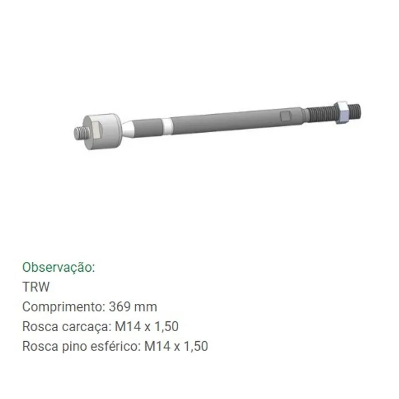 Barra Axial de Direção Golf III 1991 Até 1999 Bortec BA 8032