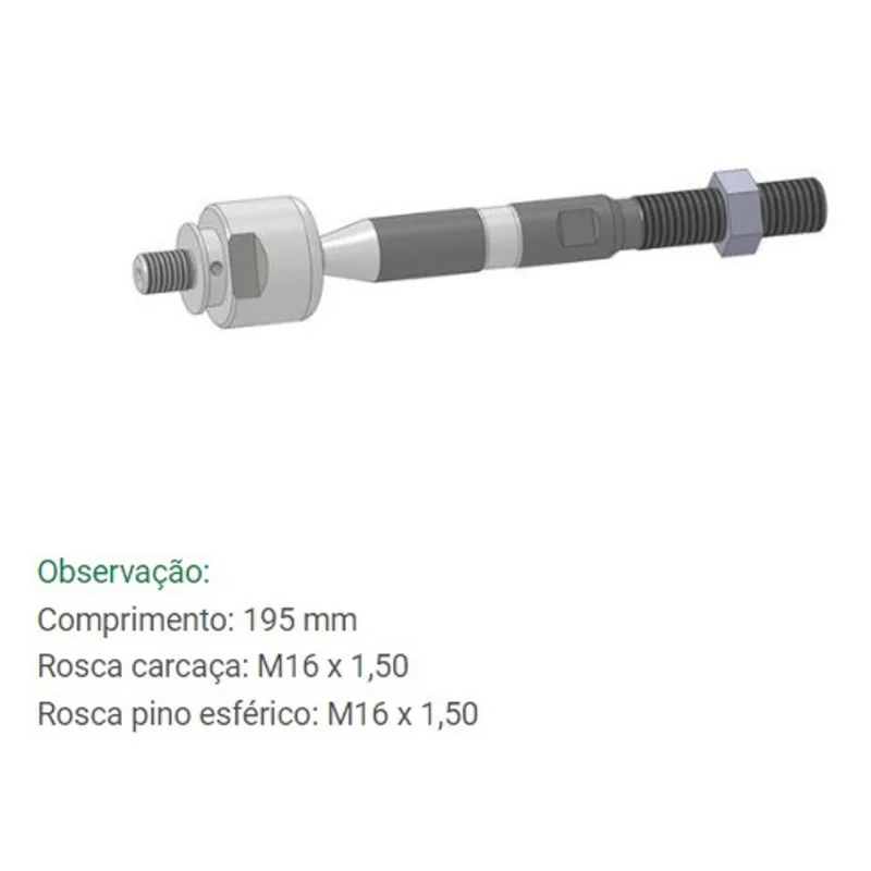 Barra Axial de Direção Santa Fé 2006 Em Diante Bortec BA 8303