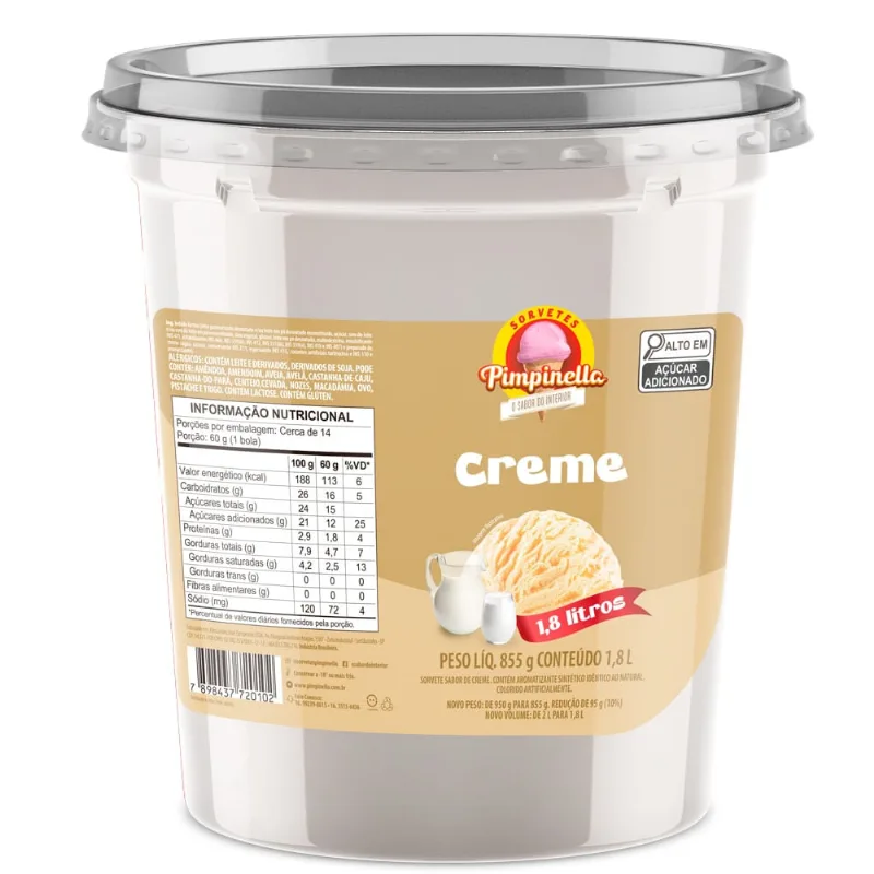 Sorvete Pimpinella Creme 1,8L