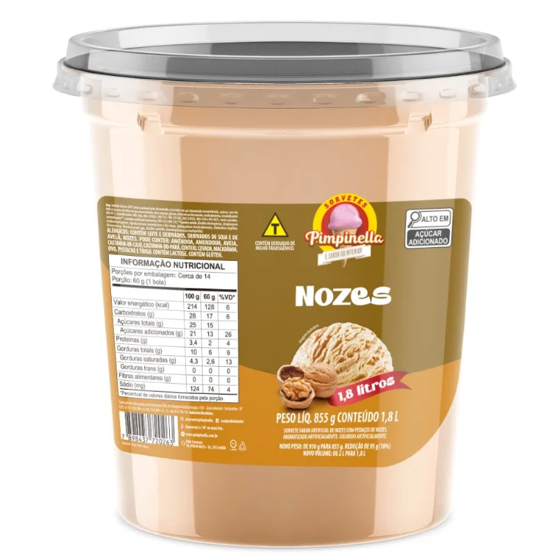 Sorvete Pimpinella Nozes 1,8L